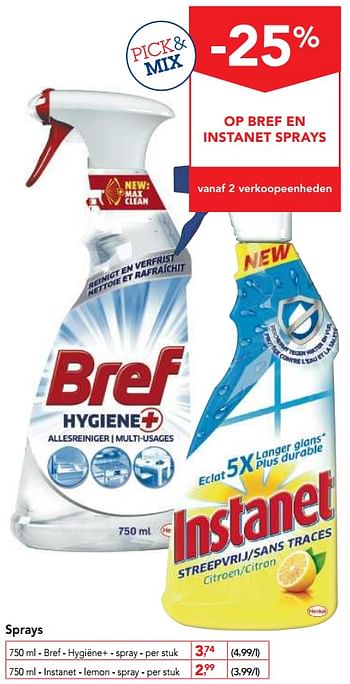 Promoties Bref - hygiëne+ - sprays - Bref - Geldig van 14/02/2018 tot 27/02/2018 bij Makro