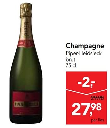 Promoties Champagne piper-heidsieck brut - Piper-Heidsieck - Geldig van 14/02/2018 tot 27/02/2018 bij Makro