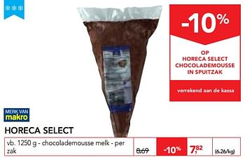Promoties Horeca select chocolademousse melk in spuitzak - Huismerk - Makro - Geldig van 14/02/2018 tot 27/02/2018 bij Makro