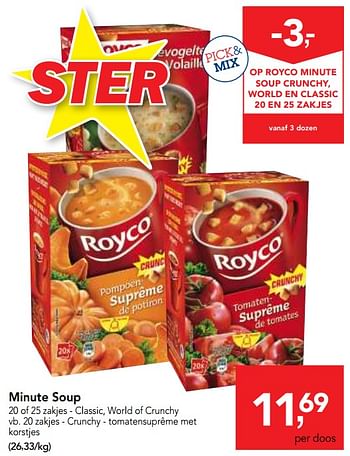 Promotions Minute soup crunchy - Royco - Valide de 14/02/2018 à 27/02/2018 chez Makro