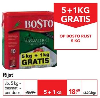 Promotions Rijst basmati - Bosto - Valide de 14/02/2018 à 27/02/2018 chez Makro