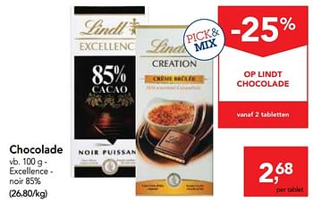 Promoties Lindt excellence noir 85% chocolade - Lindt - Geldig van 14/02/2018 tot 27/02/2018 bij Makro