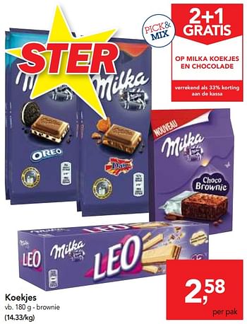 Promoties Milka koekjes brownie - Milka - Geldig van 14/02/2018 tot 27/02/2018 bij Makro