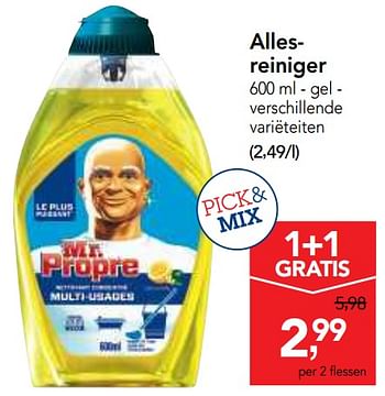 Promoties Mr. propre gel allesreiniger - Mr. Propre - Geldig van 14/02/2018 tot 27/02/2018 bij Makro