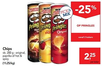 Promotions Pringles original, paprika of hot + spicy chips - Pringles - Valide de 14/02/2018 à 27/02/2018 chez Makro