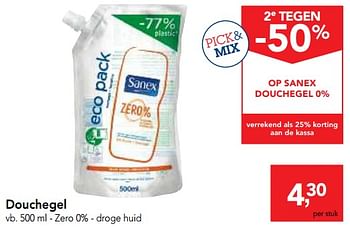Promotions Sanex zero 0% - droge huid douchegel - Sanex - Valide de 14/02/2018 à 27/02/2018 chez Makro
