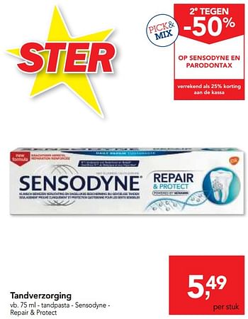 Promoties Sensodyne tandpasta repair + protect tandverzorging sensodyne en parodontax - Huismerk - Makro - Geldig van 14/02/2018 tot 27/02/2018 bij Makro
