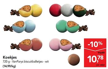 Promotions Vanparys biscuitballetjes - wit koekjes - Van Parys - Valide de 14/02/2018 à 27/02/2018 chez Makro