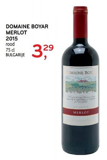 Promoties Domaine boyar merlot 2015 - Rode wijnen - Geldig van 14/02/2018 tot 27/02/2018 bij Alvo