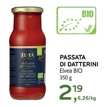 Promotions Passata di datterini elvea bio - Elvea - Valide de 14/02/2018 à 27/02/2018 chez Alvo