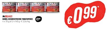 Promoties Dubbel geconcentreerde tomatenpuree - Huismerk - Delhaize - Geldig van 22/02/2018 tot 28/02/2018 bij Delhaize