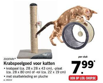 Promoties Krabspeelgoed voor katten - Zoofari - Geldig van 19/02/2018 tot 24/02/2018 bij Lidl