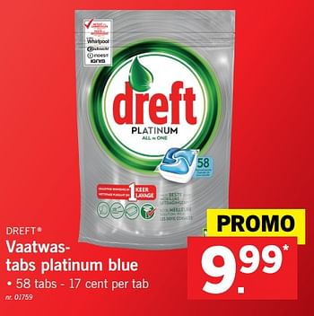 Promotions Vaatwastabs platinum blue - Dreft - Valide de 19/02/2018 à 24/02/2018 chez Lidl