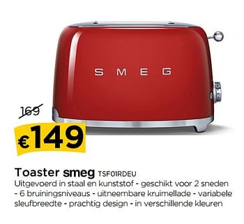 Promoties Toaster smeg tsf01rdeu - Smeg - Geldig van 01/02/2018 tot 28/02/2018 bij Molecule