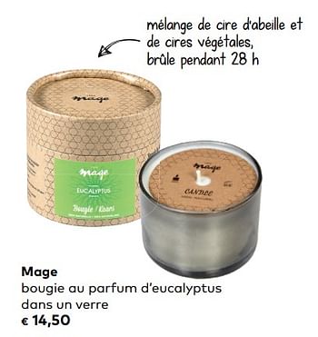 Promoties Mage bougie au parfum d`eucalyptus dans un verre - Mage - Geldig van 07/02/2017 tot 06/03/2018 bij Bioplanet