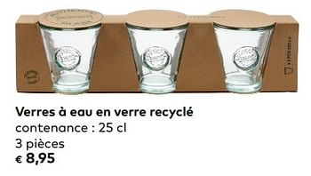 Promotions Verres à eau en verre recyclé - Produit maison - Bioplanet - Valide de 07/02/2017 à 06/03/2018 chez Bioplanet