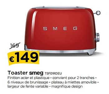 Promotions Toaster smeg tsf01rdeu - Smeg - Valide de 01/02/2018 à 28/02/2018 chez Molecule