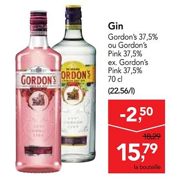 Promotions Gin gordon`s 37,5% ou gordon`s pink 37,5% ex. gordon`s pink 37,5% - Gordon's - Valide de 14/02/2018 à 27/02/2018 chez Makro