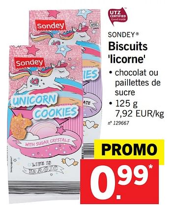 Promoties Biscuits `licorne` - Sondey - Geldig van 19/02/2018 tot 24/02/2018 bij Lidl