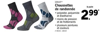 Promoties Chaussettes de randonnée - Crivit - Geldig van 19/02/2018 tot 24/02/2018 bij Lidl