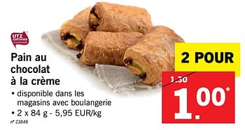 Promoties Pain au chocolat à la crème - Huismerk - Lidl - Geldig van 19/02/2018 tot 24/02/2018 bij Lidl