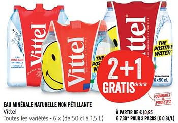 Promotions Eau minérale naturelle non pétillante vittel - Vittel - Valide de 22/02/2018 à 28/02/2018 chez Delhaize