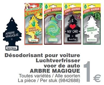 Promoties Désodorisant pour voiture luchtverfrisser voor de auto arbre magique - Huismerk - Cora - Geldig van 13/02/2018 tot 26/02/2018 bij Cora