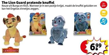 Promoties The lion guard pratende knuffel disney - Disney - Geldig van 13/02/2018 tot 25/02/2018 bij Kruidvat