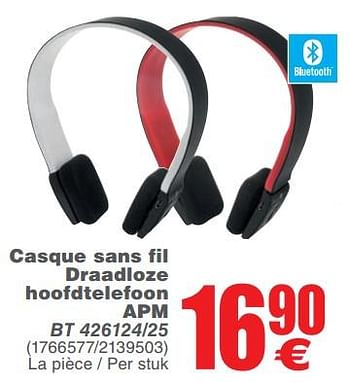 Promoties Casque sans fil draadloze hoofdtelefoon apm - APM - Geldig van 13/02/2018 tot 26/02/2018 bij Cora