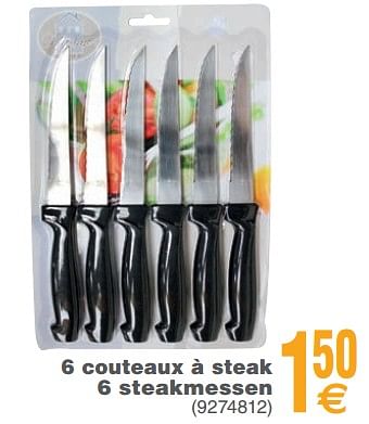 Promoties 6 couteaux à steak 6 steakmessen - Huismerk - Cora - Geldig van 13/02/2018 tot 26/02/2018 bij Cora