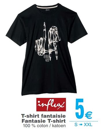 Promoties T-shirt fantaisie fantasie t-shirt - INFLUX - Geldig van 13/02/2018 tot 26/02/2018 bij Cora