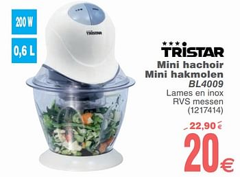 Promoties Tristar mini hachoir mini hakmolen bl4009 - Tristar - Geldig van 13/02/2018 tot 26/02/2018 bij Cora