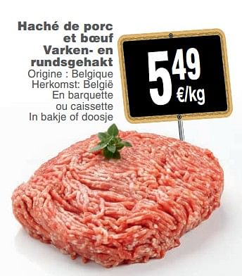 Promotions Haché de porc et boeuf varken en rundsgehakt - Produit maison - Cora - Valide de 13/02/2018 à 19/02/2018 chez Cora