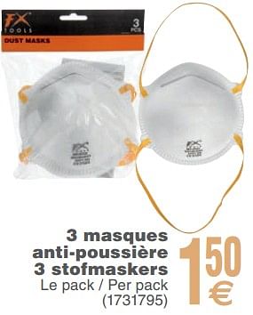 Promotions 3 masques anti-poussière 3 stofmaskers - FX Tools - Valide de 13/02/2018 à 26/02/2018 chez Cora