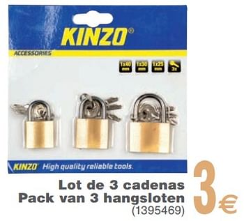 Promotions Lot de 3 cadenas pack van 3 hangsloten - Kinzo - Valide de 13/02/2018 à 26/02/2018 chez Cora