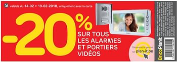 Promotions -20% sur tous les alarmes et portiers vidéos - Produit maison - BricoPlanit - Valide de 13/02/2018 à 19/02/2018 chez BricoPlanit