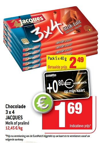 Promoties Chocolade 3 x 4 jacques - Jacques - Geldig van 14/02/2018 tot 20/02/2018 bij Match