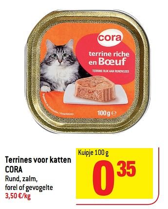 Promoties Terrines voor katten cora - Huismerk - Match - Geldig van 14/02/2018 tot 20/02/2018 bij Match