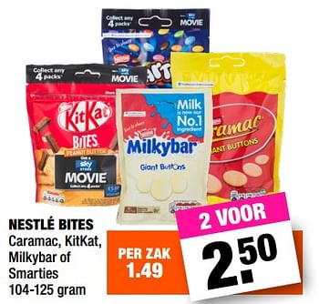 Promoties Nestlé bites caramac, kitkat, milkybar of smarties - Nestlé - Geldig van 12/02/2018 tot 25/02/2018 bij Big Bazar