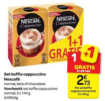 Promoties Set koffie cappuccino nescafé - Nescafe - Geldig van 14/02/2018 tot 26/02/2018 bij Carrefour