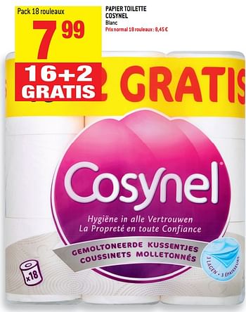 Promoties Papier toilette cosynel - Cosynel - Geldig van 14/02/2018 tot 20/02/2018 bij Match