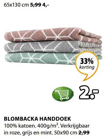 Promoties Blombacka handdoek - Huismerk - Jysk - Geldig van 12/02/2018 tot 25/02/2018 bij Jysk