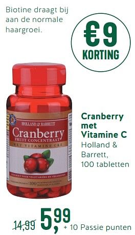 Promoties Cranberry met vitamine c - Huismerk - Holland & Barrett - Geldig van 12/02/2018 tot 04/03/2018 bij Holland & Barret