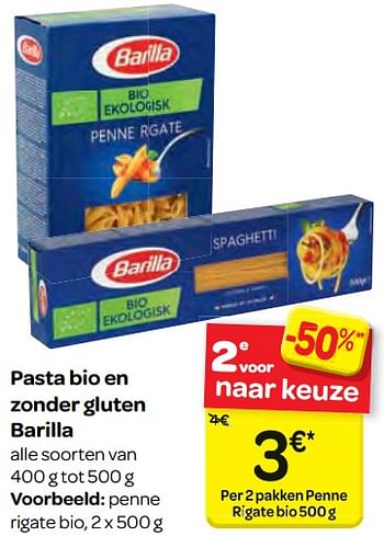 Promoties Barilla penne rigate bio - Barilla - Geldig van 14/02/2018 tot 19/02/2018 bij Carrefour