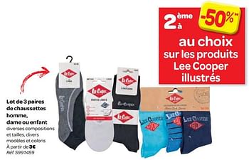 Promotions Lot de 3 paires de chaussettes homme, dame ou enfant - Lee Cooper - Valide de 14/02/2018 à 26/02/2018 chez Carrefour
