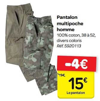 Produit maison Carrefour Pantalon multipoche homme En