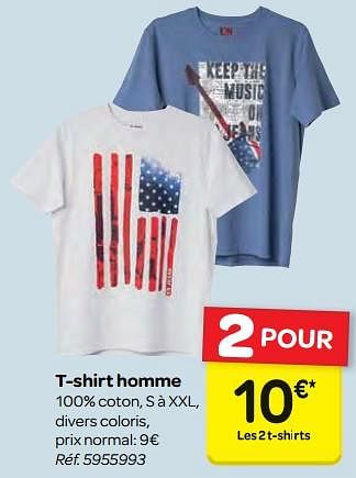 Promotions T-shirt homme - Produit maison - Carrefour  - Valide de 14/02/2018 à 26/02/2018 chez Carrefour