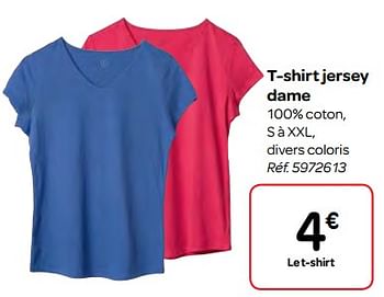 Promotions T-shirt jersey dame - Produit maison - Carrefour  - Valide de 14/02/2018 à 26/02/2018 chez Carrefour