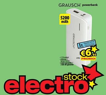 Promoties Grausch powerbank gpb52 - Grausch - Geldig van 15/02/2018 tot 21/02/2018 bij ElectroStock