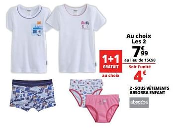 Promotions Sous vêtements absorba enfant - Absorba - Valide de 14/02/2018 à 20/02/2018 chez Auchan Ronq